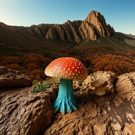 00050-1614038349-masterpiece, intricate photo, mushroom with turquoise cap, background enchanted mountainous desert, fantasy art, mystic, hyper r.jpg